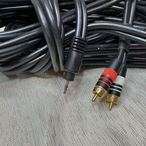 Black Audio Cable with Red and White Connectors